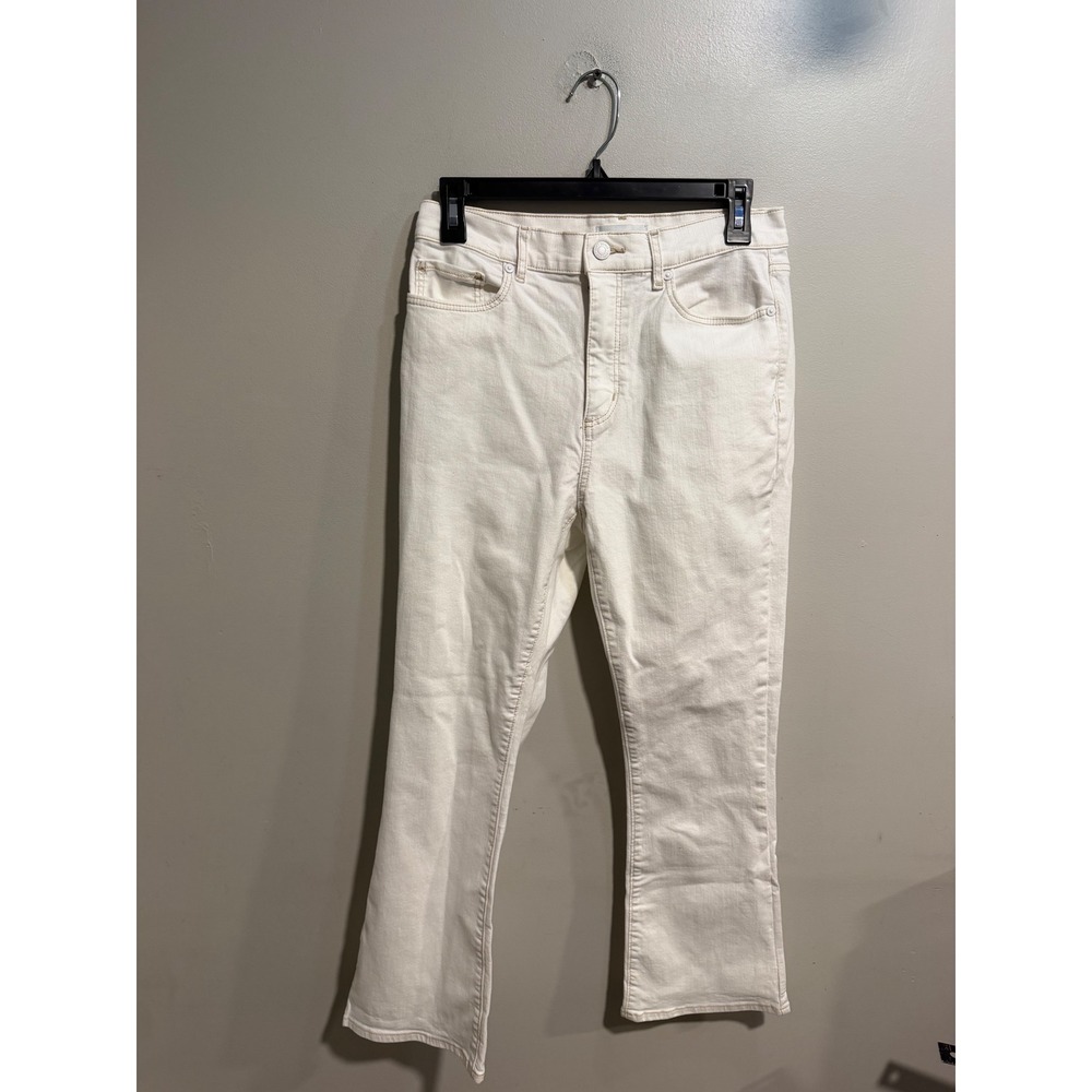 LOFT Made and Loved The Kick Crop Jeans Off White Cream Denim Size 4 27